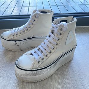 R13 COURTNEY PLATFORM HIGH TOP SNEAKERS WOMEN- ECRU SIZE 36
